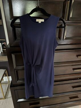 Michael Kors Navy Sleeveless Knot-Front Mini Dress